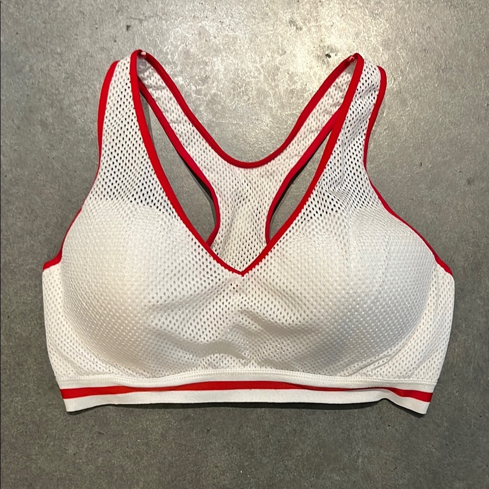 VSX Body by Victoria Victoria's Secret White and Red Mesh Sports Bra 36C